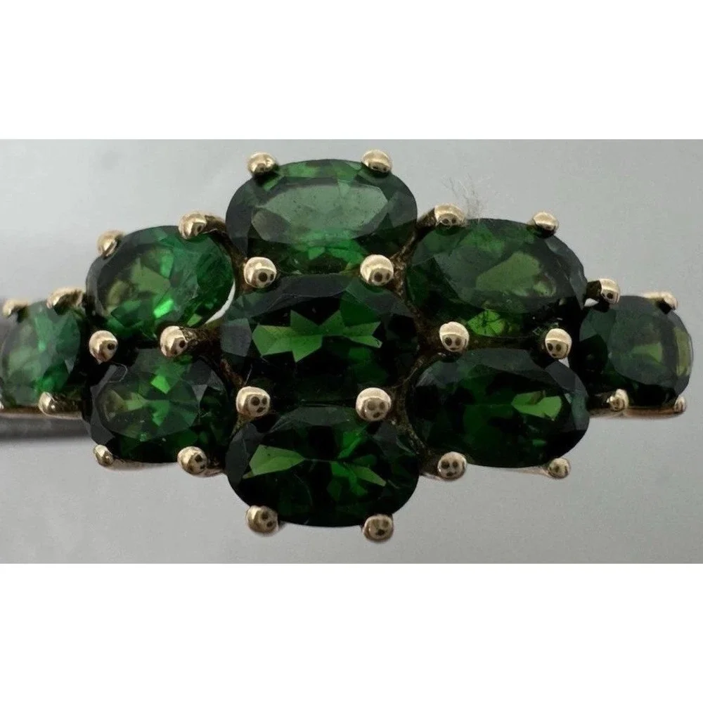 10k Yellow Gold Chrome‎ Diopside Russian Emerald Cluster Ring 7.25 Vintage